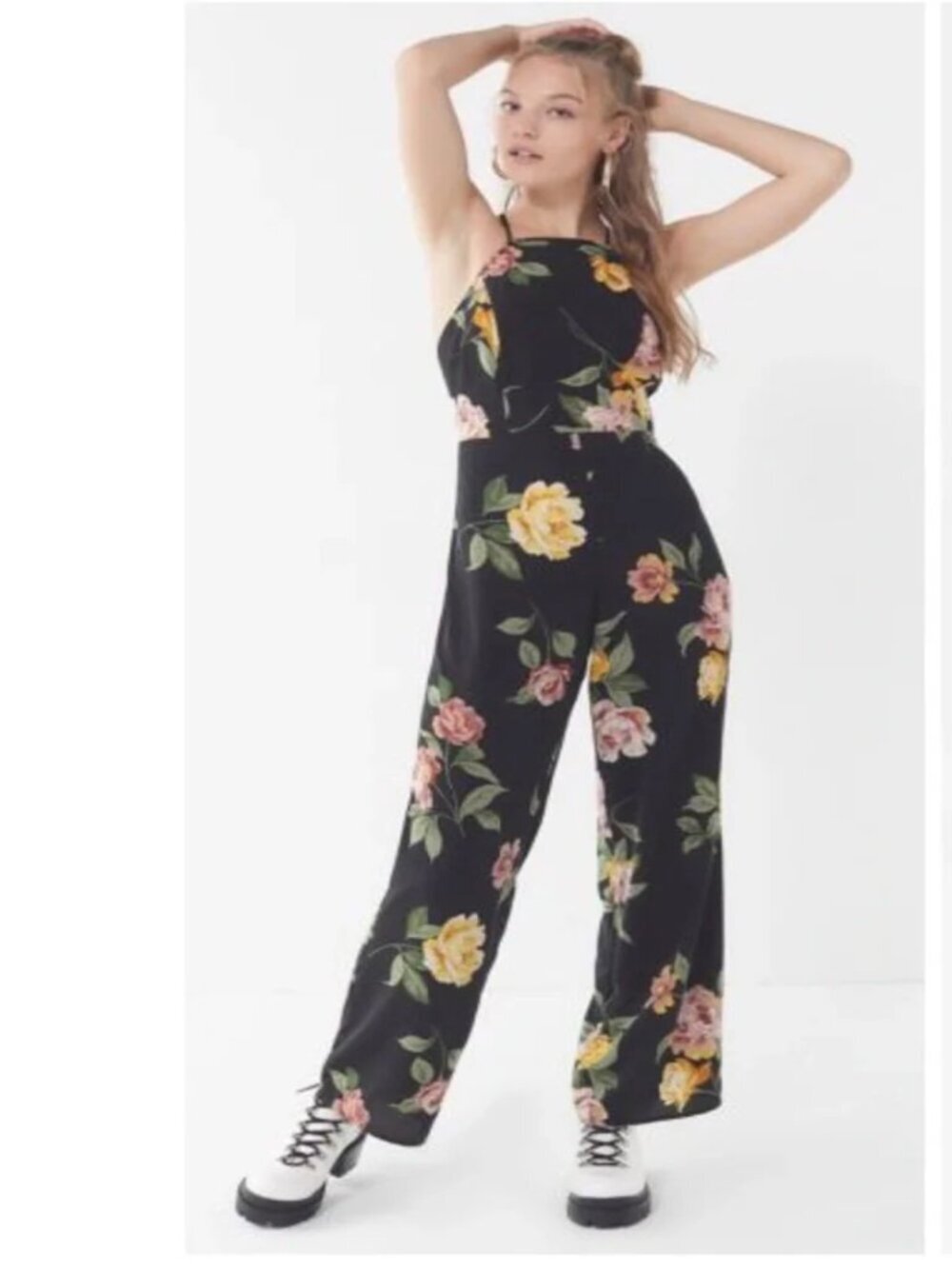 Urban Outfitters | Floral Strappy Back Jumpsuit | Large